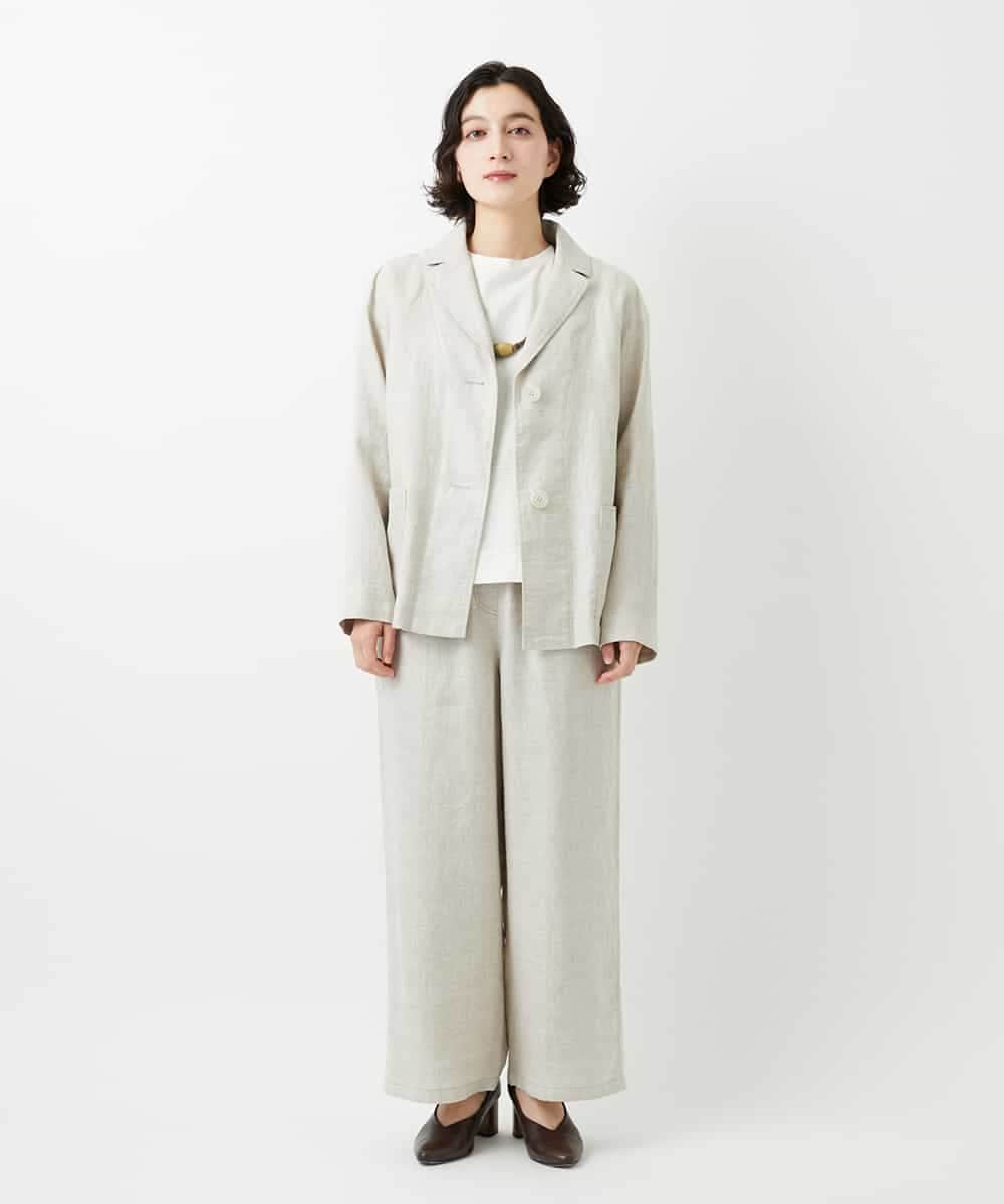 NHDGE40430 GIANNI LO GIUDICE(小さいサイズ)(メゾン ドゥ サンク) [セットアップ対応]デニム調リネンジャケット ベージュ