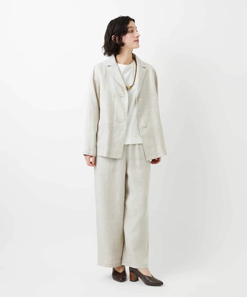 NHDGE40430 GIANNI LO GIUDICE(小さいサイズ)(メゾン ドゥ サンク) [セットアップ対応]デニム調リネンジャケット ベージュ