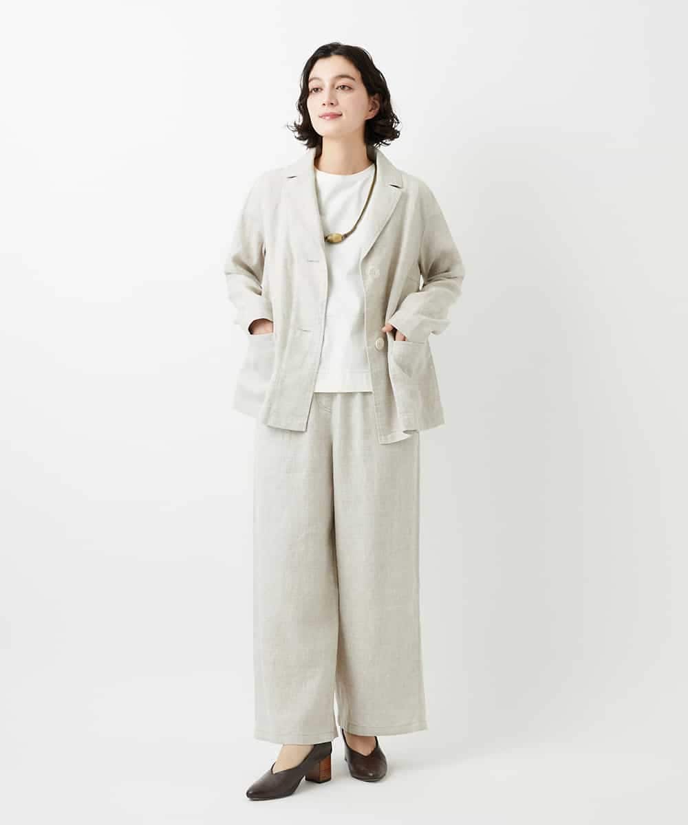 NHDGE40430 GIANNI LO GIUDICE(小さいサイズ)(メゾン ドゥ サンク) [セットアップ対応]デニム調リネンジャケット ベージュ