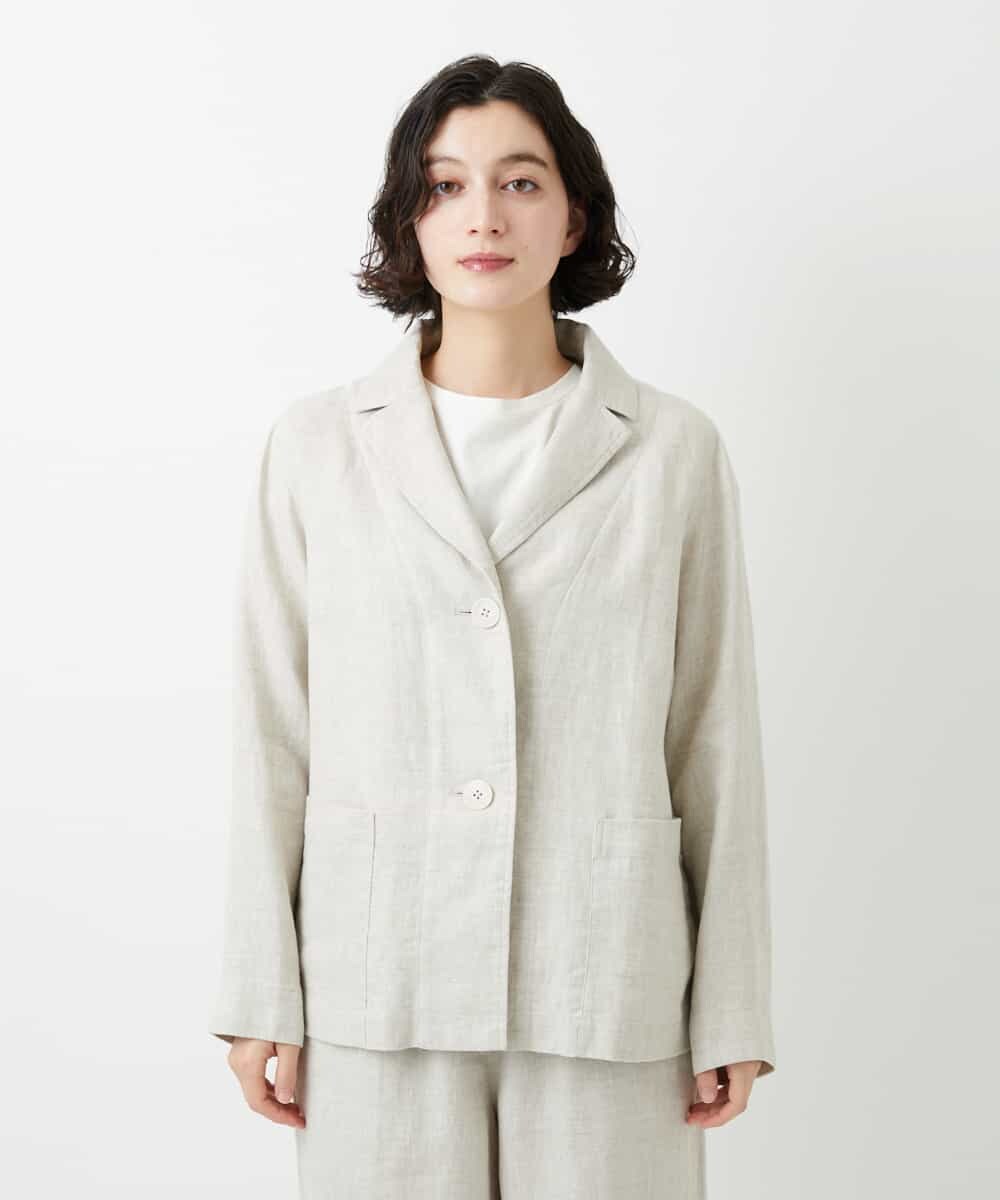 NHDGE40430 GIANNI LO GIUDICE(小さいサイズ)(メゾン ドゥ サンク) [セットアップ対応]デニム調リネンジャケット ベージュ