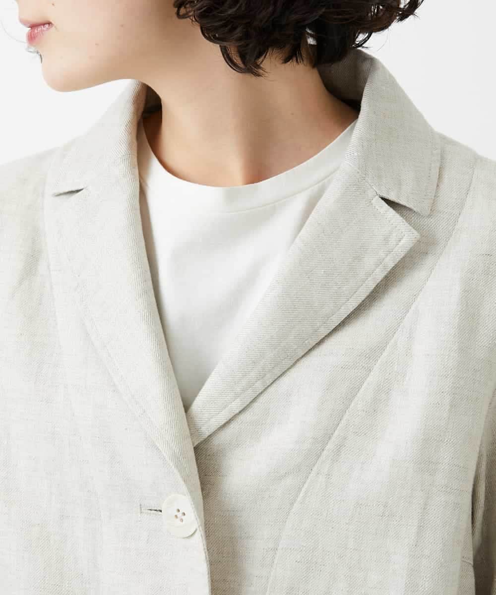 NHDGE40430 GIANNI LO GIUDICE(小さいサイズ)(メゾン ドゥ サンク) [セットアップ対応]デニム調リネンジャケット ベージュ