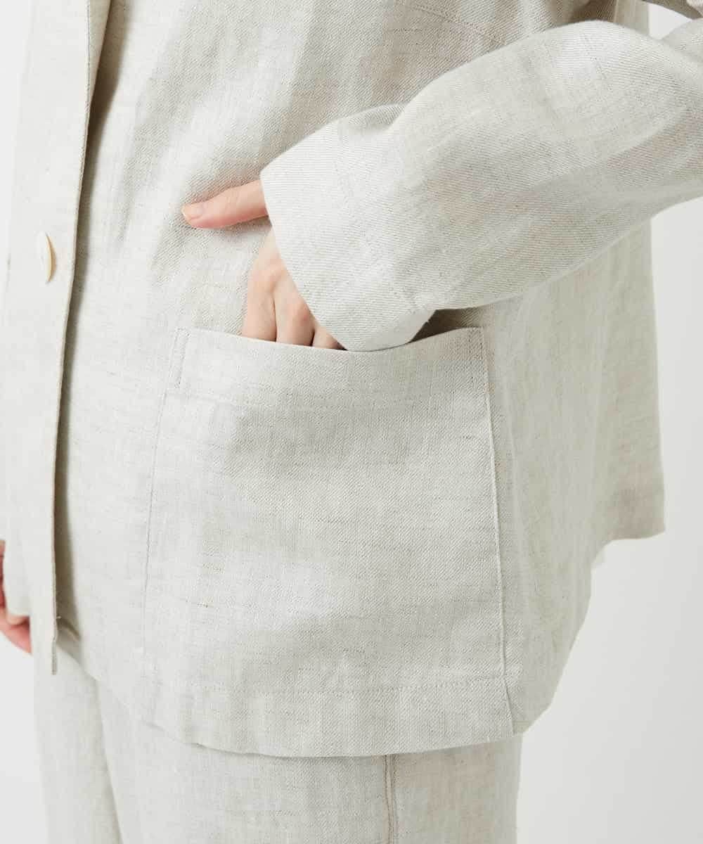 NHDGE40430 GIANNI LO GIUDICE(小さいサイズ)(メゾン ドゥ サンク) [セットアップ対応]デニム調リネンジャケット ベージュ