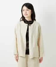 NHDGE50430 GIANNI LO GIUDICE(小さいサイズ)(メゾン ドゥ サンク) [セットアップ対応]リネンステッチストライプジャケット ベージュ