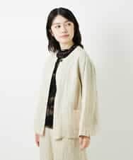 NHDGE50430 GIANNI LO GIUDICE(小さいサイズ)(メゾン ドゥ サンク) [セットアップ対応]リネンステッチストライプジャケット ベージュ