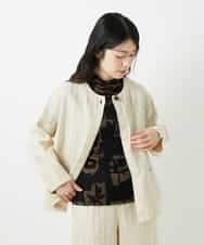 NHDGE50430 GIANNI LO GIUDICE(小さいサイズ)(メゾン ドゥ サンク) [セットアップ対応]リネンステッチストライプジャケット ベージュ