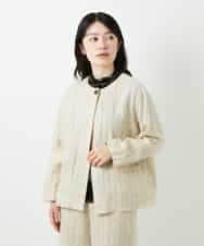 NHDGE50430 GIANNI LO GIUDICE(小さいサイズ)(メゾン ドゥ サンク) [セットアップ対応]リネンステッチストライプジャケット ベージュ