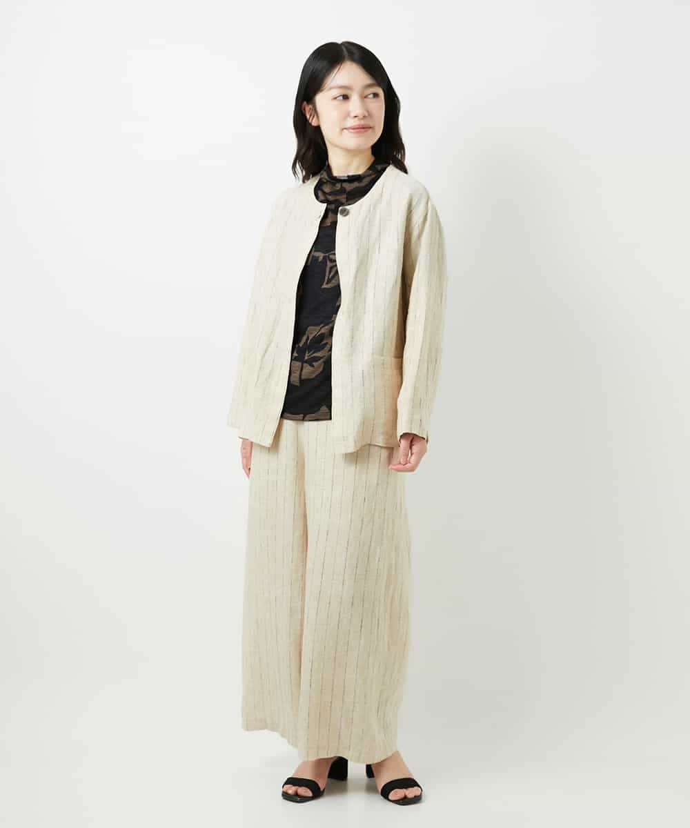 NHDGE50430 GIANNI LO GIUDICE(小さいサイズ)(メゾン ドゥ サンク) [セットアップ対応]リネンステッチストライプジャケット ベージュ