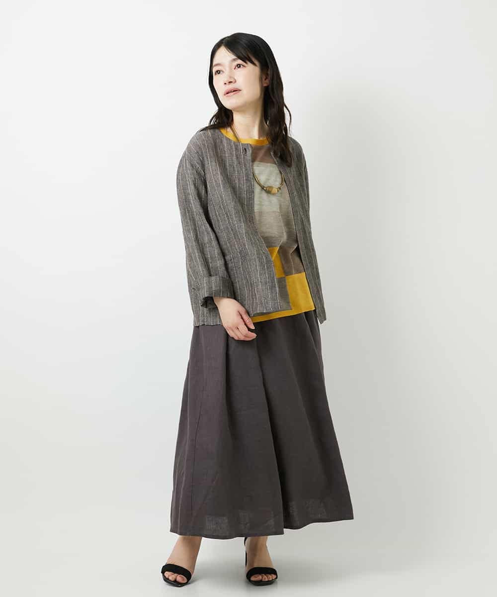 NHDGE50430 GIANNI LO GIUDICE(小さいサイズ)(メゾン ドゥ サンク) [セットアップ対応]リネンステッチストライプジャケット ベージュ