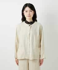 NHDGE50430 GIANNI LO GIUDICE(小さいサイズ)(メゾン ドゥ サンク) [セットアップ対応]リネンステッチストライプジャケット ベージュ