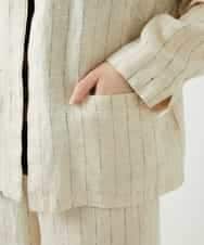 NHDGE50430 GIANNI LO GIUDICE(小さいサイズ)(メゾン ドゥ サンク) [セットアップ対応]リネンステッチストライプジャケット ベージュ