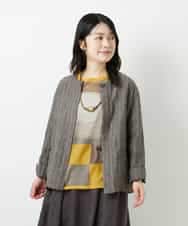 NHDGE50430 GIANNI LO GIUDICE(小さいサイズ)(メゾン ドゥ サンク) [セットアップ対応]リネンステッチストライプジャケット ブラック