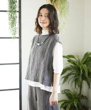 NHDGE51300 GIANNI LO GIUDICE(小さいサイズ)(メゾン ドゥ サンク) [セットアップ対応]リネンステッチストライプベスト ブラック