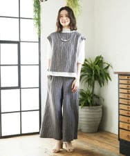 NHDGE51300 GIANNI LO GIUDICE(小さいサイズ)(メゾン ドゥ サンク) [セットアップ対応]リネンステッチストライプベスト ブラック