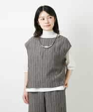 NHDGE51300 GIANNI LO GIUDICE(小さいサイズ)(メゾン ドゥ サンク) [セットアップ対応]リネンステッチストライプベスト ブラック