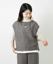 NHDGE51300 GIANNI LO GIUDICE(小さいサイズ)(メゾン ドゥ サンク) [セットアップ対応]リネンステッチストライプベスト ブラック