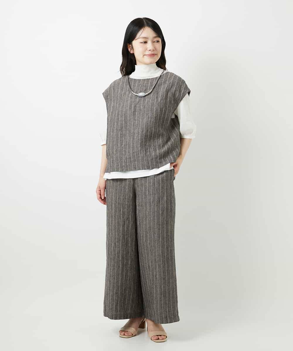 NHDGE51300 GIANNI LO GIUDICE(小さいサイズ)(メゾン ドゥ サンク) [セットアップ対応]リネンステッチストライプベスト ブラック