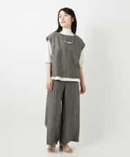 NHDGE51300 GIANNI LO GIUDICE(小さいサイズ)(メゾン ドゥ サンク) [セットアップ対応]リネンステッチストライプベスト ブラック