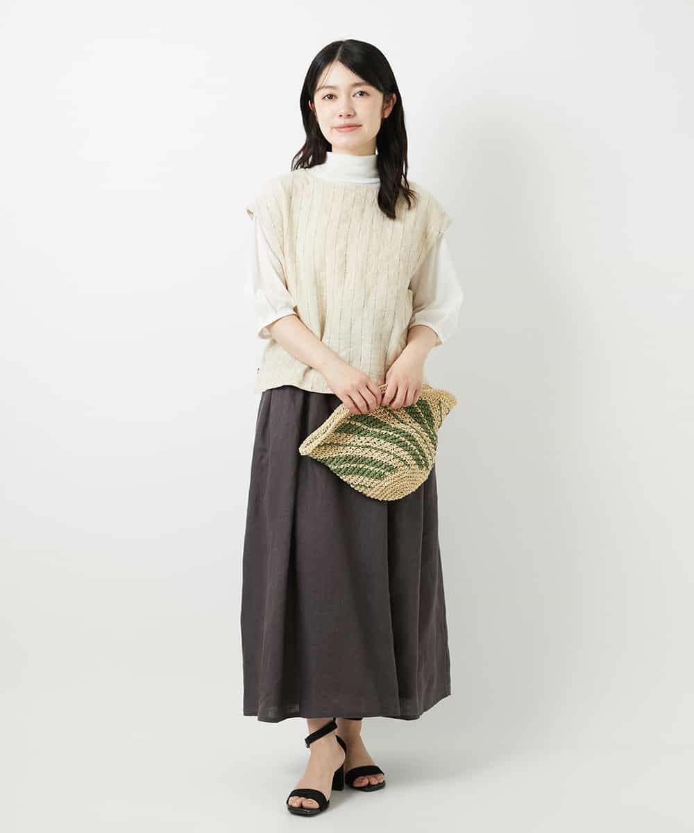 NHDGE51300 GIANNI LO GIUDICE(小さいサイズ)(メゾン ドゥ サンク) [セットアップ対応]リネンステッチストライプベスト ブラック