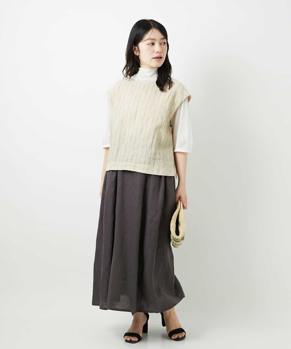 NHDGE51300 GIANNI LO GIUDICE(小さいサイズ)(メゾン ドゥ サンク) [セットアップ対応]リネンステッチストライプベスト ブラック