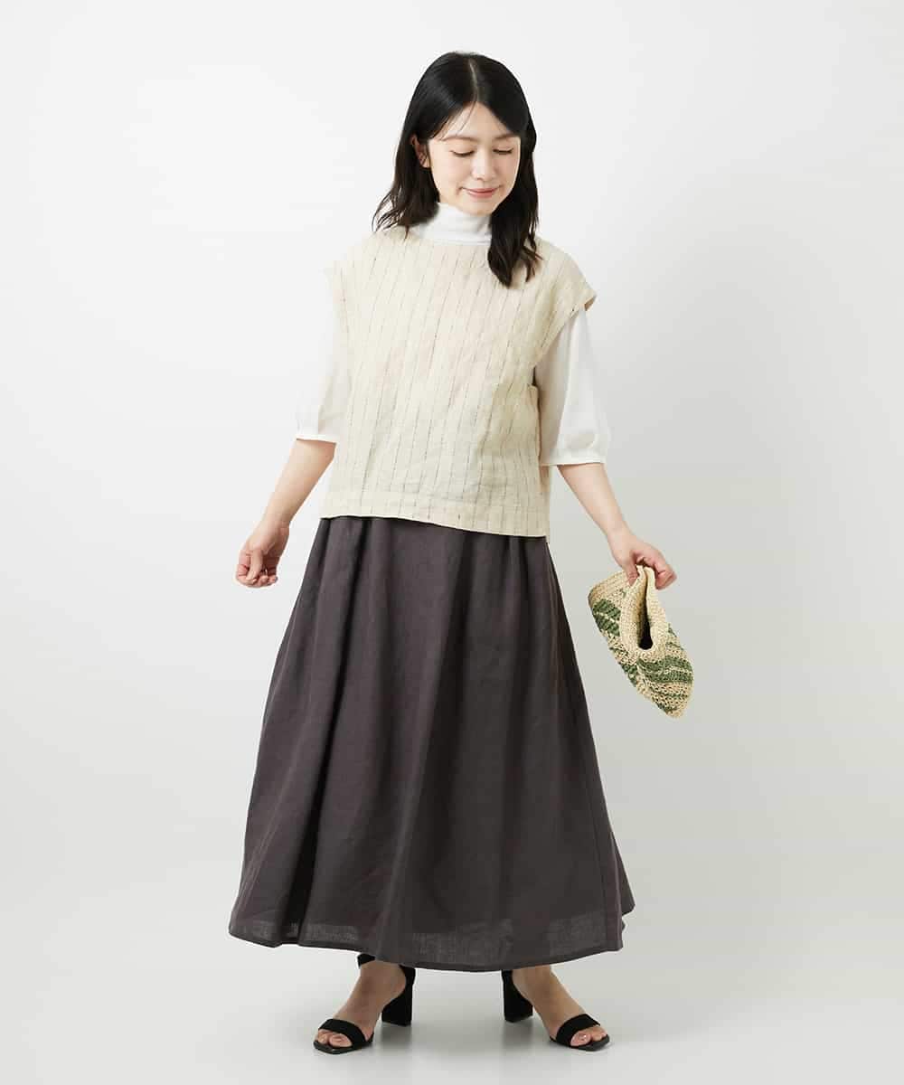 NHDGE51300 GIANNI LO GIUDICE(小さいサイズ)(メゾン ドゥ サンク) [セットアップ対応]リネンステッチストライプベスト ブラック