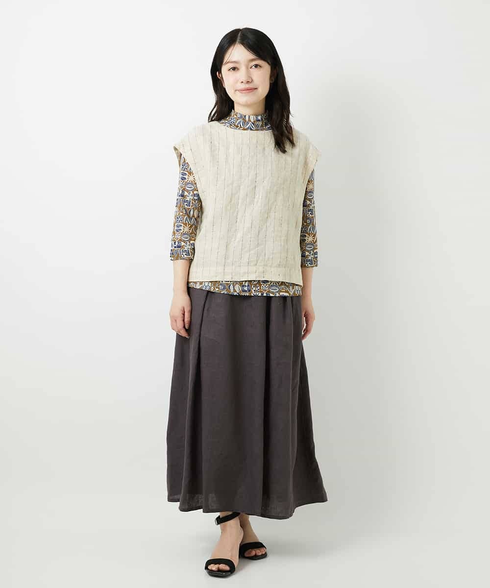 NHDGE51300 GIANNI LO GIUDICE(小さいサイズ)(メゾン ドゥ サンク) [セットアップ対応]リネンステッチストライプベスト ブラック
