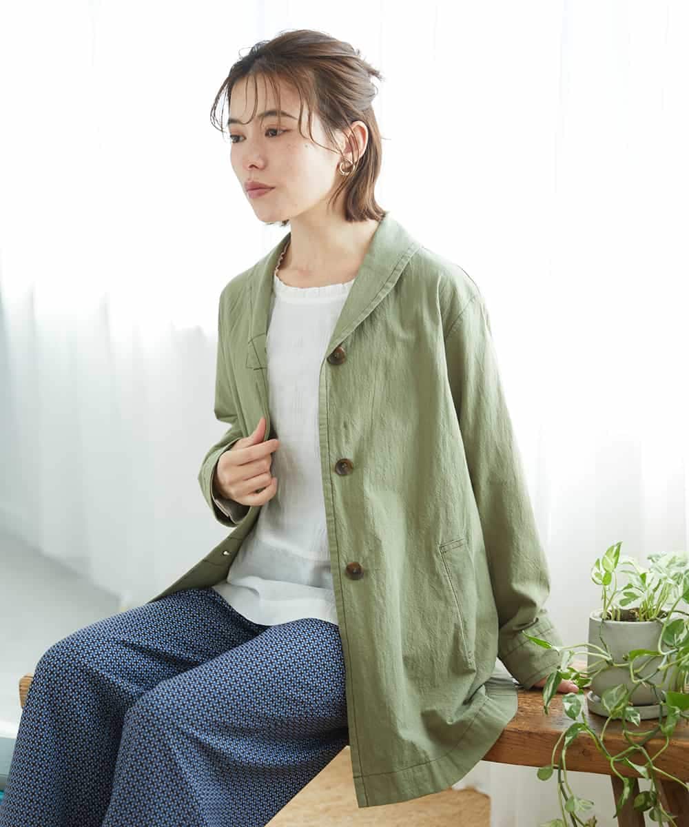 NHDGF26360 GIANNI LO GIUDICE(小さいサイズ)(メゾン ドゥ サンク) コットンナチュラルワッシャージャケット グリーン