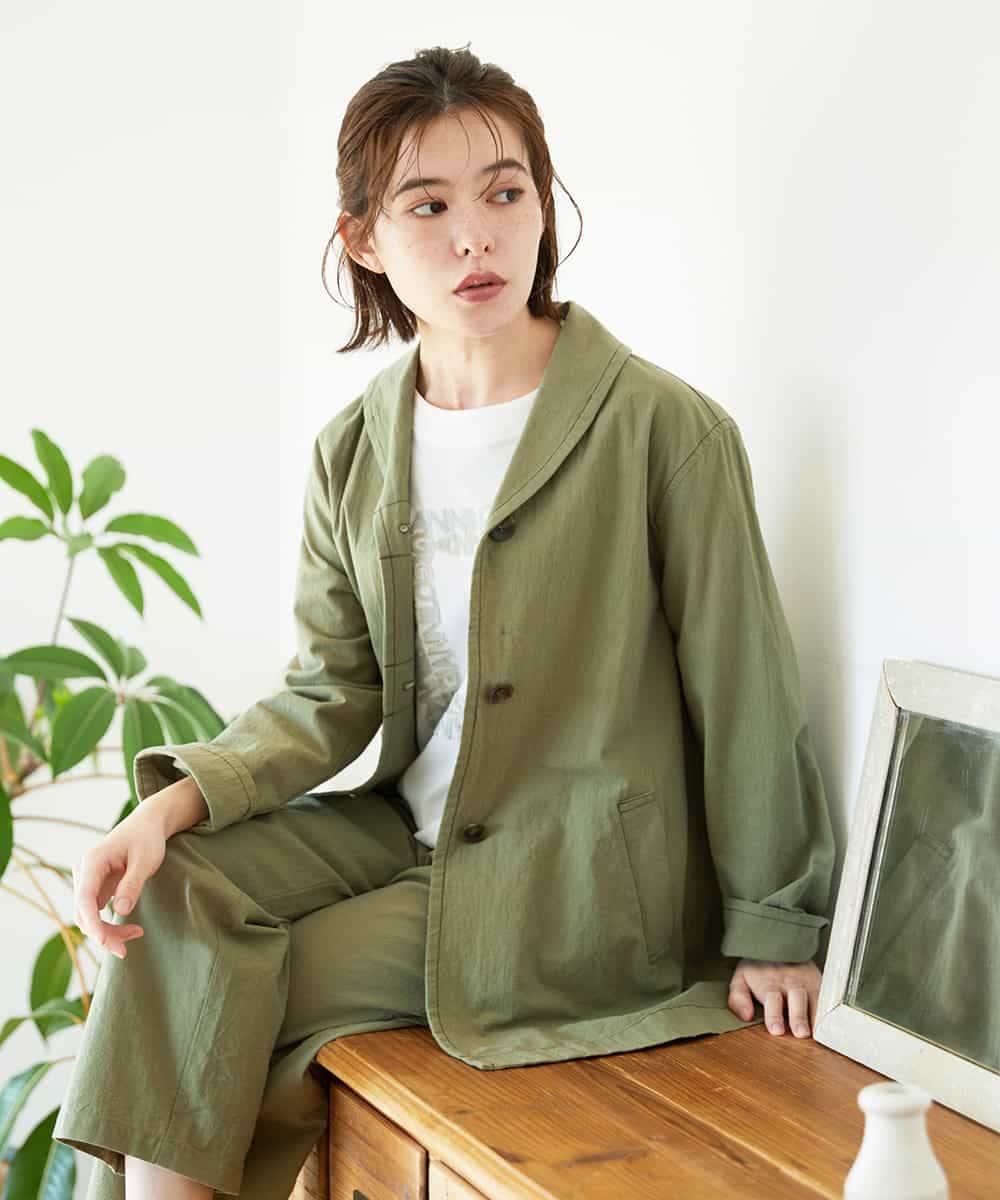 NHDGF26360 GIANNI LO GIUDICE(小さいサイズ)(メゾン ドゥ サンク) コットンナチュラルワッシャージャケット グリーン