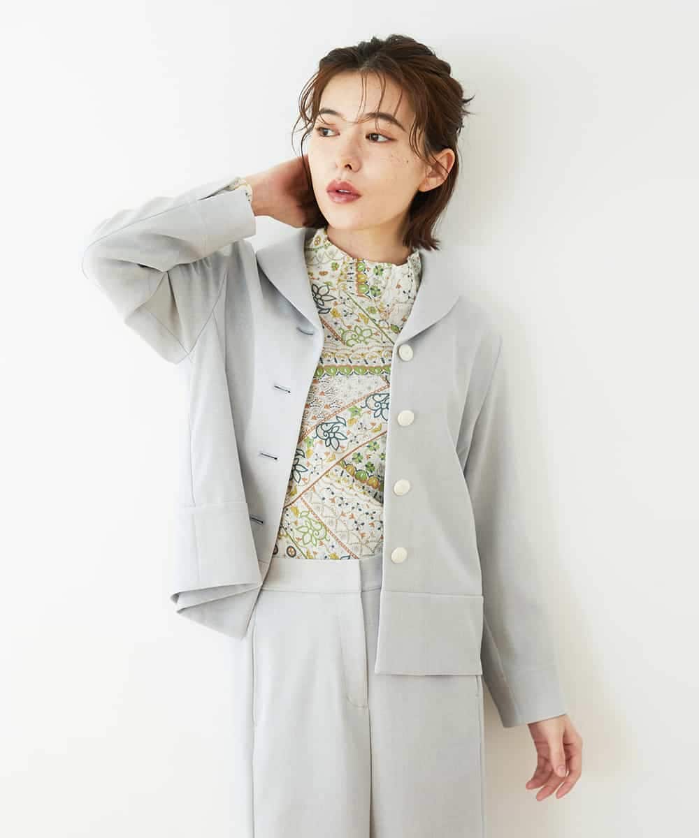 NHDGF88290 GIANNI LO GIUDICE(小さいサイズ)(メゾン ドゥ サンク) [セットアップ対応]リネンライクジャケット ライトグレー