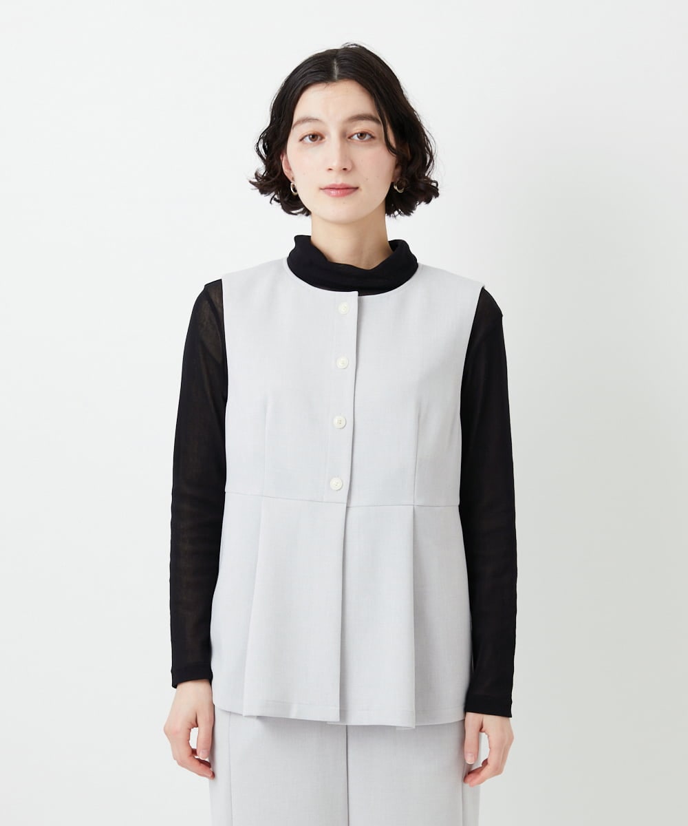 NHDGF89260 GIANNI LO GIUDICE(小さいサイズ)(メゾン ドゥ サンク) [セットアップ対応]リネンライクノーカラージレ ライトグレー