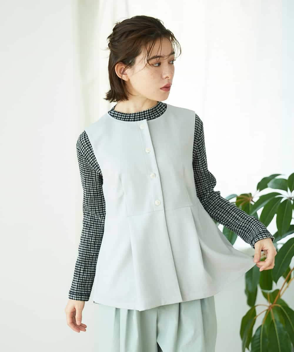 NHDGF89260 GIANNI LO GIUDICE(小さいサイズ)(メゾン ドゥ サンク) [セットアップ対応]リネンライクノーカラージレ ライトグレー