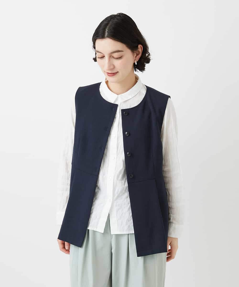 NHDGF89260 GIANNI LO GIUDICE(小さいサイズ)(メゾン ドゥ サンク) [セットアップ対応]リネンライクノーカラージレ ライトグレー