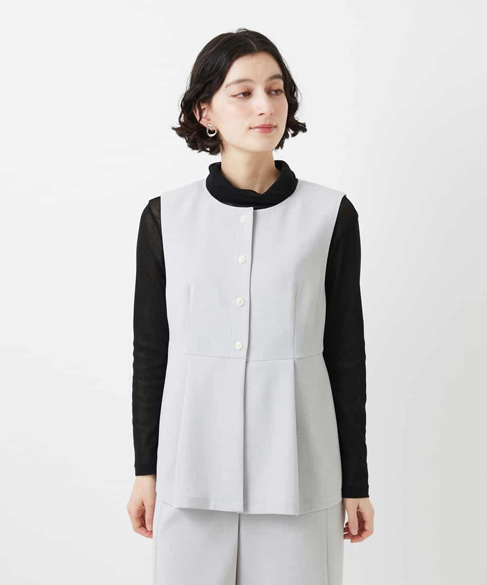 NHDGF89260 GIANNI LO GIUDICE(小さいサイズ)(メゾン ドゥ サンク) [セットアップ対応]リネンライクノーカラージレ ライトグレー