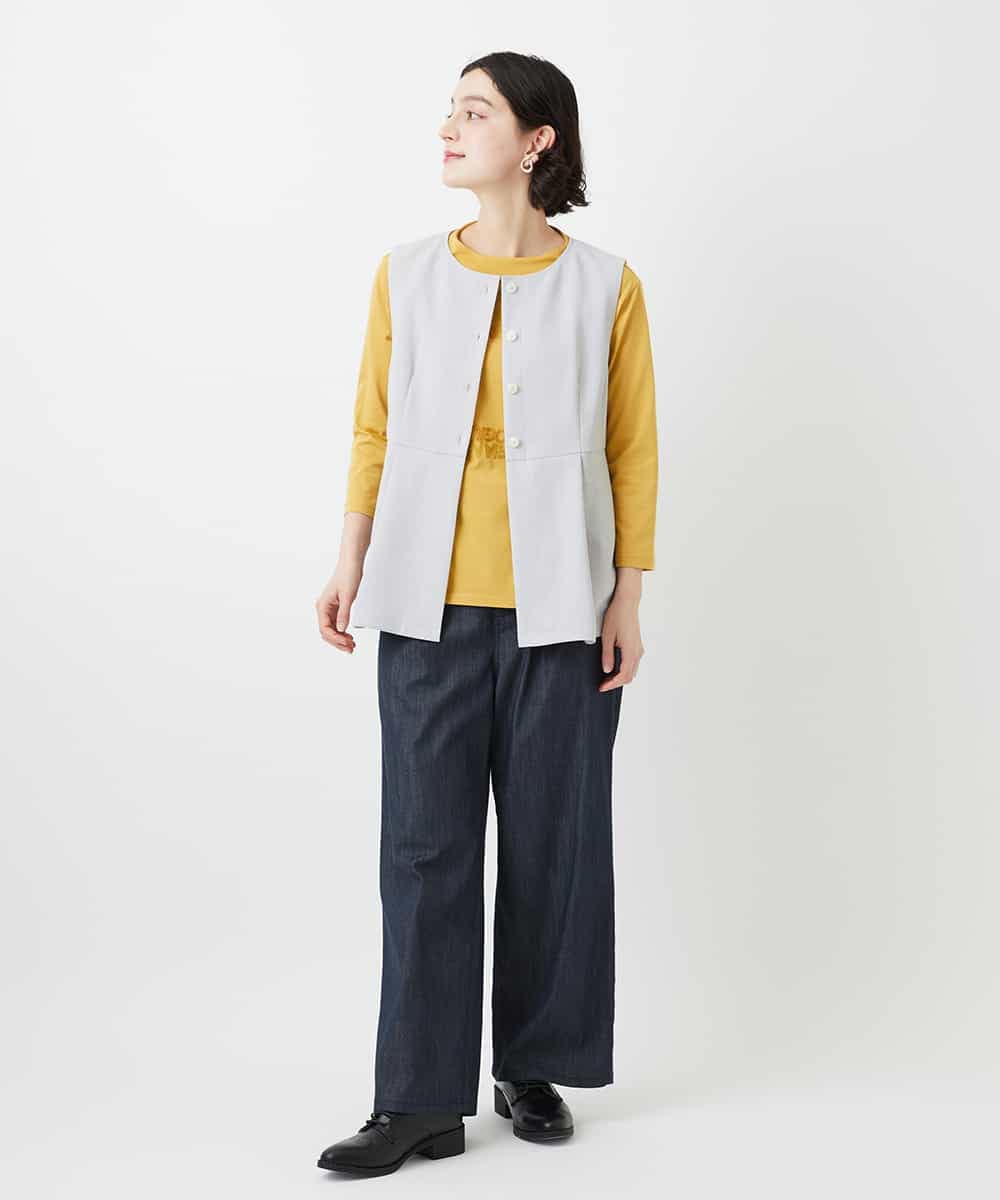 NHDGF89260 GIANNI LO GIUDICE(小さいサイズ)(メゾン ドゥ サンク) [セットアップ対応]リネンライクノーカラージレ ライトグレー