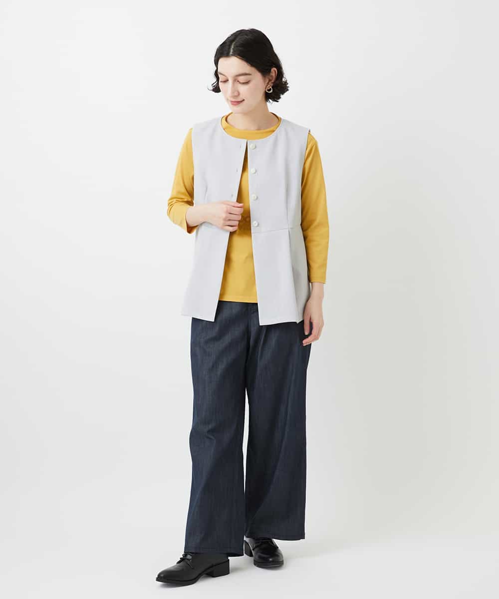 NHDGF89260 GIANNI LO GIUDICE(小さいサイズ)(メゾン ドゥ サンク) [セットアップ対応]リネンライクノーカラージレ ライトグレー