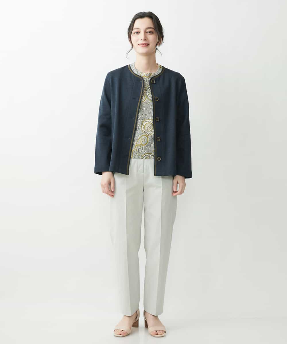 NHDGR81270 GIANNI LO GIUDICE(小さいサイズ)(メゾン ドゥ サンク) 【セットアップ対応】デニムジャージーノーカラージャケット ネイビー