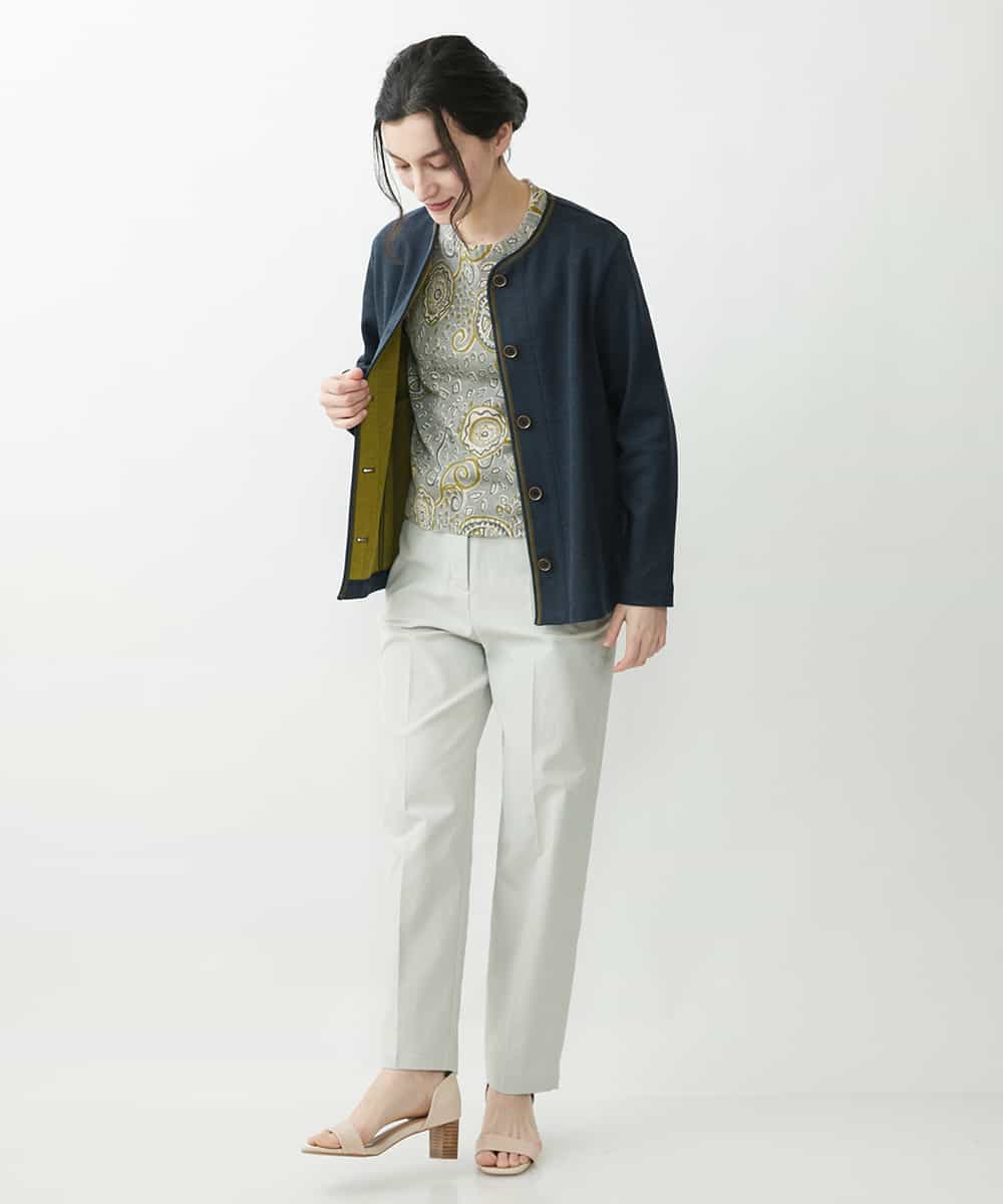 NHDGR81270 GIANNI LO GIUDICE(小さいサイズ)(メゾン ドゥ サンク) 【セットアップ対応】デニムジャージーノーカラージャケット ネイビー