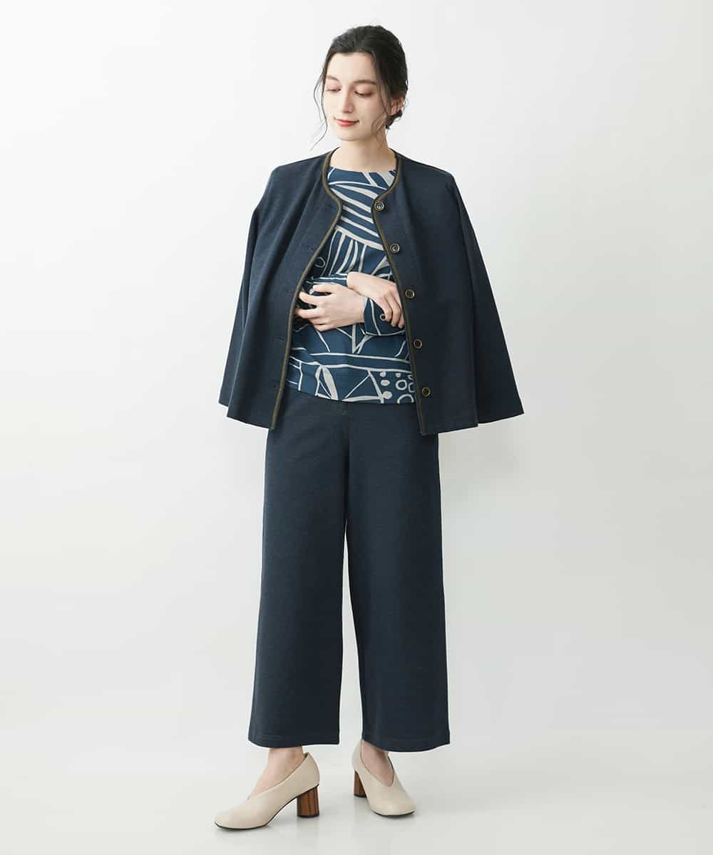 NHDGR81270 GIANNI LO GIUDICE(小さいサイズ)(メゾン ドゥ サンク) 【セットアップ対応】デニムジャージーノーカラージャケット ネイビー
