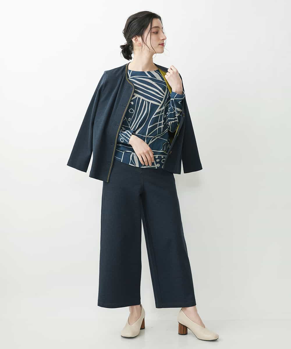 NHDGR81270 GIANNI LO GIUDICE(小さいサイズ)(メゾン ドゥ サンク) 【セットアップ対応】デニムジャージーノーカラージャケット ネイビー