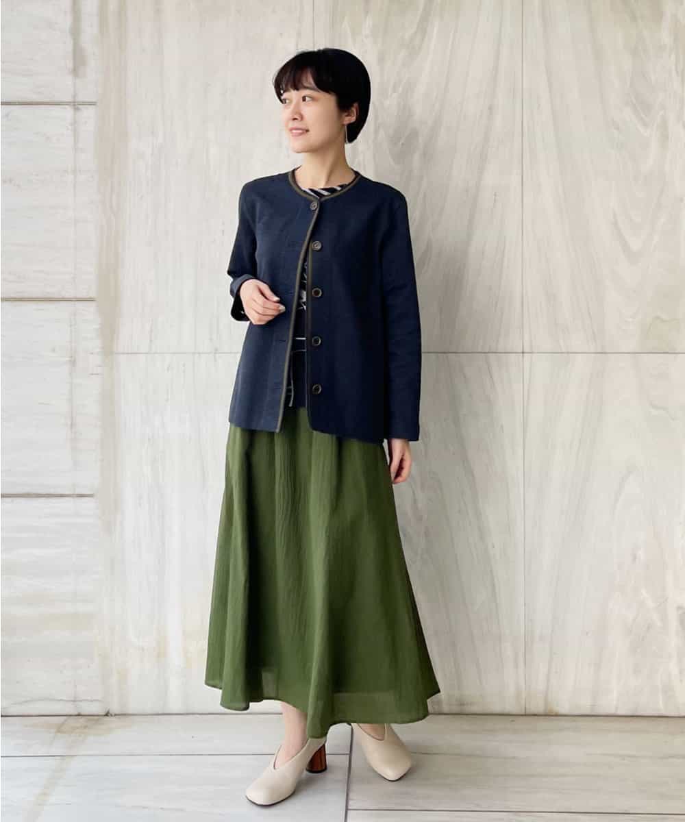 NHDGR81270 GIANNI LO GIUDICE(小さいサイズ)(メゾン ドゥ サンク) 【セットアップ対応】デニムジャージーノーカラージャケット ネイビー