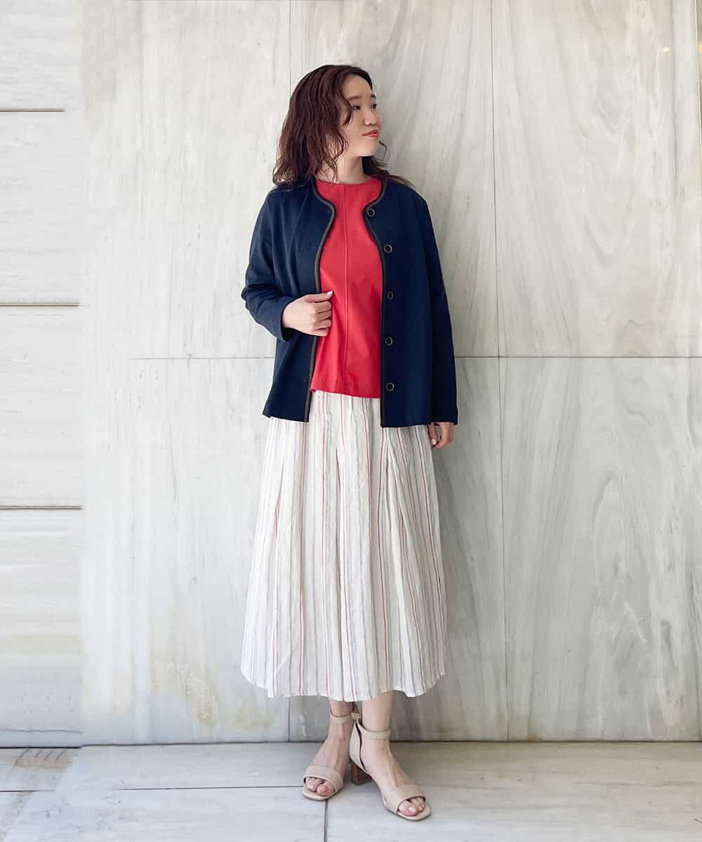 NHDGR81270 GIANNI LO GIUDICE(小さいサイズ)(メゾン ドゥ サンク) 【セットアップ対応】デニムジャージーノーカラージャケット ネイビー