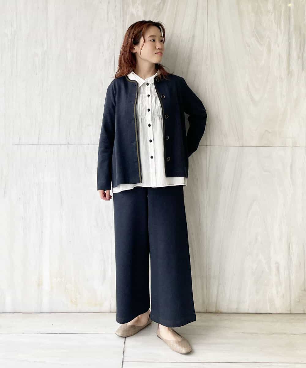 NHDGR81270 GIANNI LO GIUDICE(小さいサイズ)(メゾン ドゥ サンク) 【セットアップ対応】デニムジャージーノーカラージャケット ネイビー