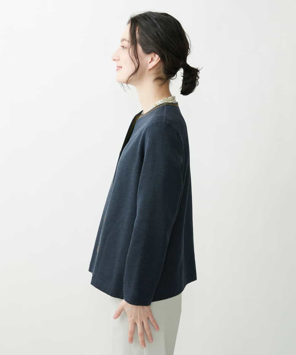 NHDGR81270 GIANNI LO GIUDICE(小さいサイズ)(メゾン ドゥ サンク) 【セットアップ対応】デニムジャージーノーカラージャケット ネイビー