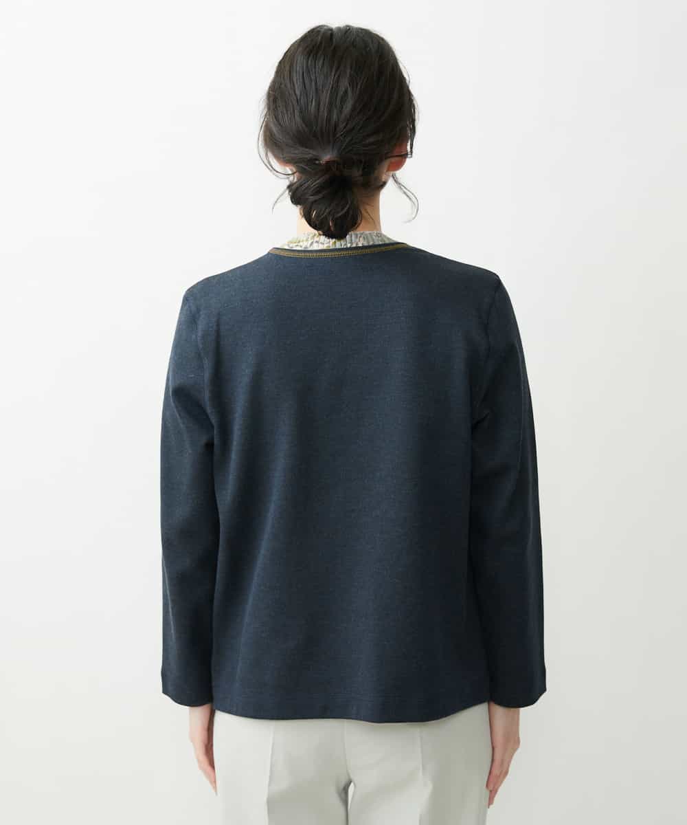 NHDGR81270 GIANNI LO GIUDICE(小さいサイズ)(メゾン ドゥ サンク) 【セットアップ対応】デニムジャージーノーカラージャケット ネイビー