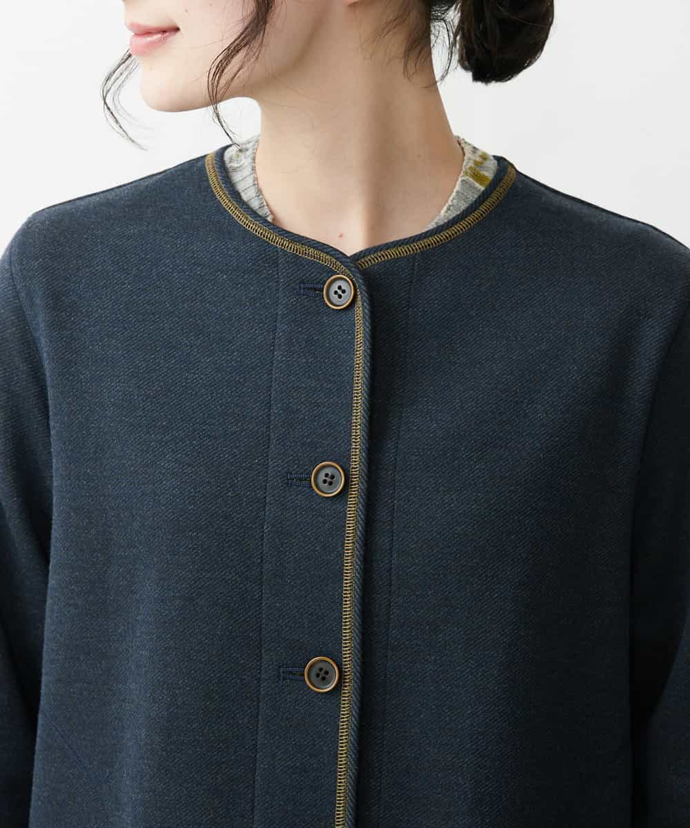 NHDGR81270 GIANNI LO GIUDICE(小さいサイズ)(メゾン ドゥ サンク) 【セットアップ対応】デニムジャージーノーカラージャケット ネイビー