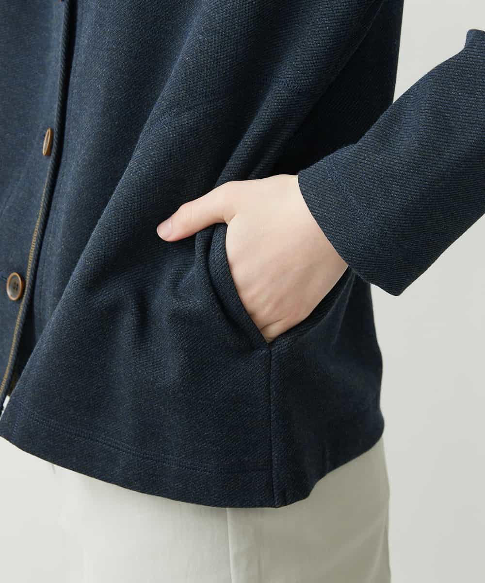 NHDGR81270 GIANNI LO GIUDICE(小さいサイズ)(メゾン ドゥ サンク) 【セットアップ対応】デニムジャージーノーカラージャケット ネイビー