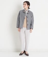 NHDGT30390 GIANNI LO GIUDICE(小さいサイズ)(メゾン ドゥ サンク) [セットアップ対応/洗える]リネンコットン千鳥柄ブラウスジャケット ネイビー