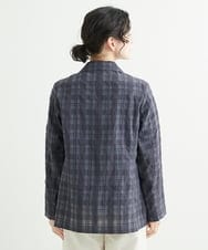 NHDHT01330 GIANNI LO GIUDICE(小さいサイズ)(メゾン ドゥ サンク) [洗える]先染めチェックテーラードジャケット イエロー