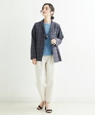 NHDHT01330 GIANNI LO GIUDICE(小さいサイズ)(メゾン ドゥ サンク) [洗える]先染めチェックテーラードジャケット イエロー