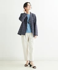 NHDHT01330 GIANNI LO GIUDICE(小さいサイズ)(メゾン ドゥ サンク) [洗える]先染めチェックテーラードジャケット イエロー