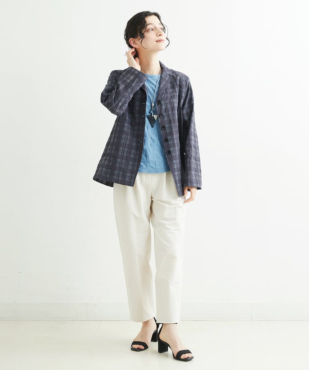 NHDHT01330 GIANNI LO GIUDICE(小さいサイズ)(メゾン ドゥ サンク) [洗える]先染めチェックテーラードジャケット イエロー